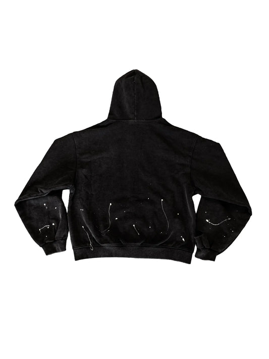 Mobius Distressed Splatter Zip Up Hoodie Pre-sale