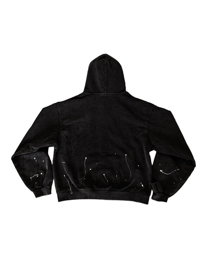 Mobius Distressed Splatter Zip Up Hoodie Pre-sale