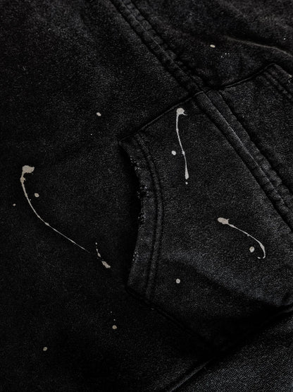 Mobius Distressed Splatter Zip Up Hoodie Pre-sale