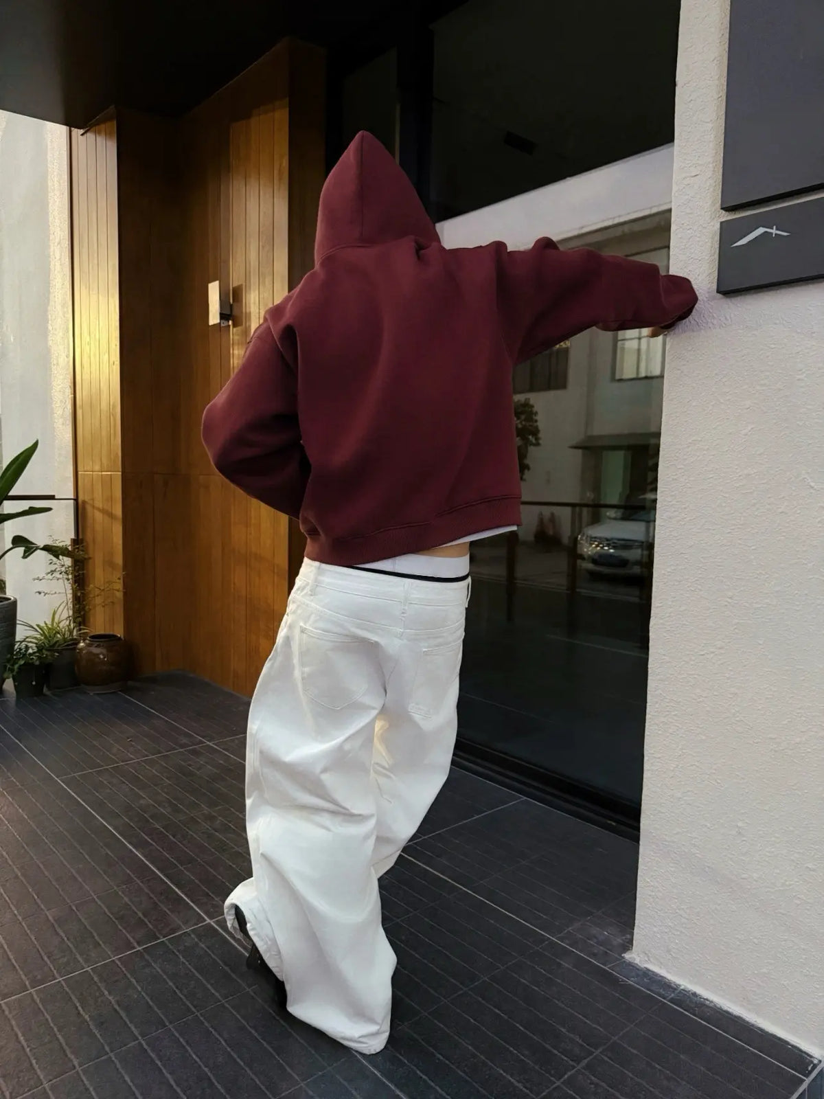 Mobius Zip Up Hoodie - Burgundy Red